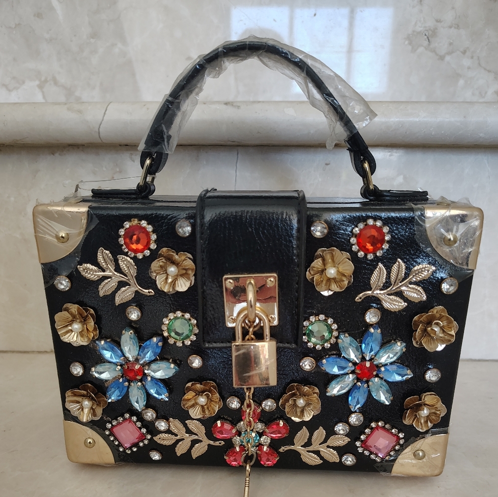 New, Aldo Euronike Jeweled Floral Gem Box Handbag